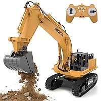 Remote Control Excavator Toy Metal Shovel with Lights Sounds & 680° Rotation, 2400mAh Batteries,120Mins (Max) Runtime 11 Channel rc Excavator Toy for Birthdays & Christmas, STEM gift toys 4-7 8-11
