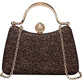 SweatyRocks Women's Glitter Evening Bag Shiny Chain Strap Clutch Purses Formal Bridal Wedding Cocktail Party Handbags