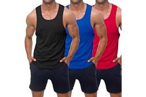 KAWATA Men's Workout Tank Tops Quick Dry Gym Muscle Tees Fitness Bodybuilding Sleeveless T Shirts