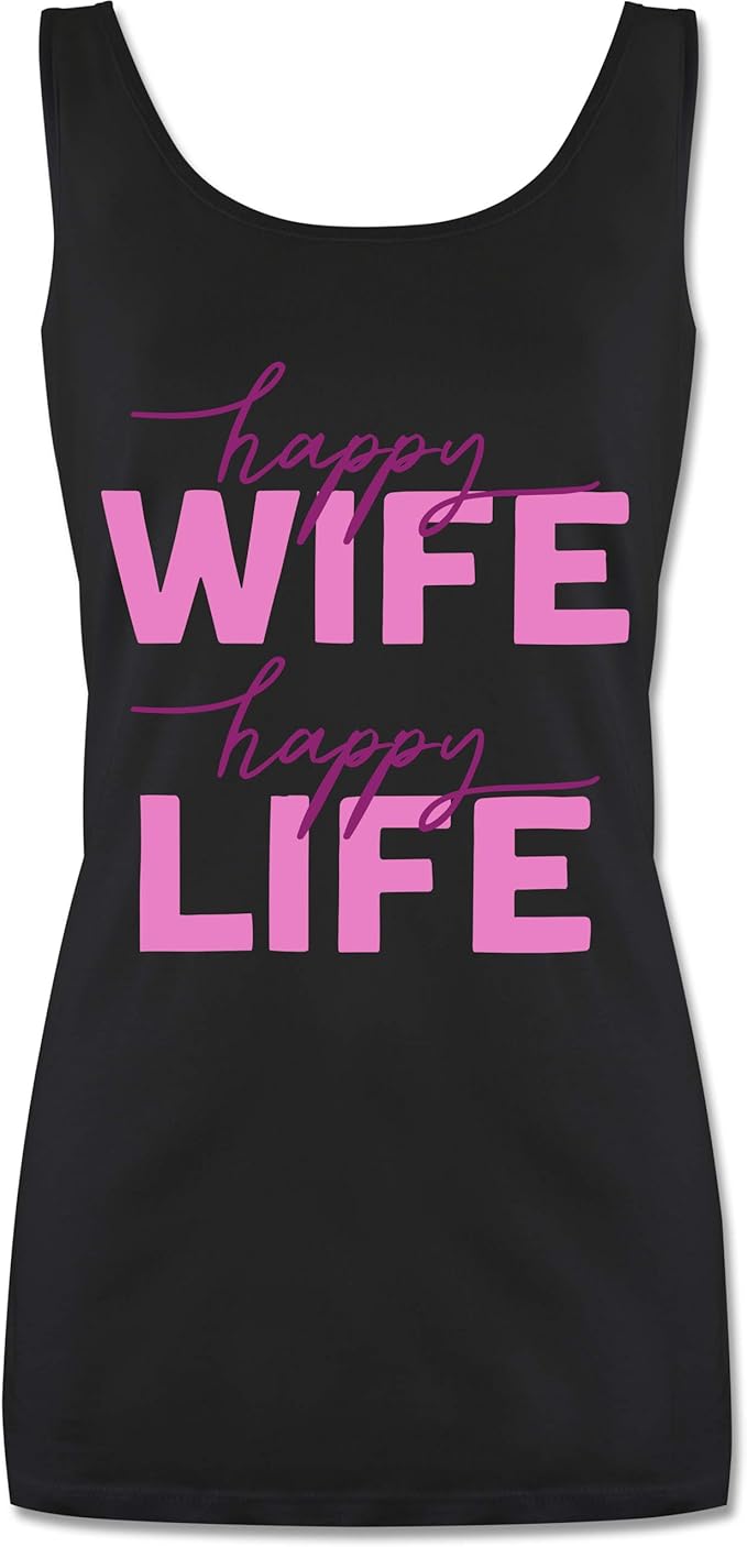Shirtracer Sprüche Happy Wife Happy Life Lettering Combi rosa