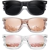 MEETSUN Retro Polarized Sunglasses for Women Men Classic Mirror Lens Driving Trendy Sun Glasses UV Protection (3 Pack)