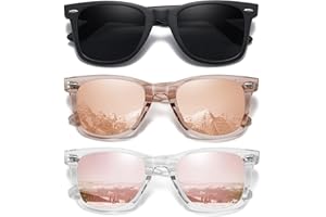 MEETSUN Retro Polarized Sunglasses for Women Men Classic Mirror Lens Driving Trendy Sun Glasses UV Protection (3 Pack)