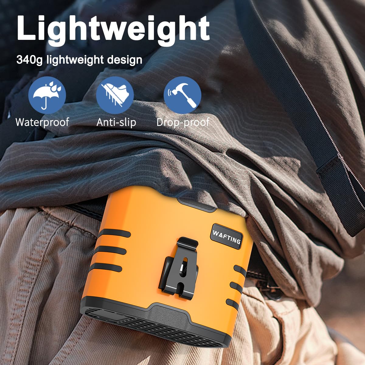 Portable Waist Fan - High-Speed Belt Fan, 10-Speed Adjustable, 10000mAh Rechargeable, LED Display Shirt Air Conditioner for Camping, Hiking, and Outdoor Work