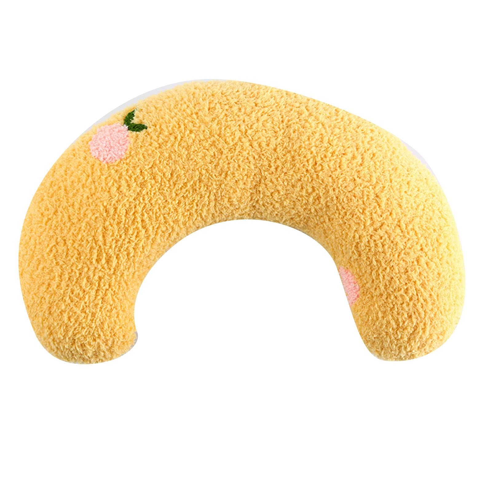 Cat Pillow U Shaped Fluffy Calming Pet Toy Donut Cuddler Bed for Sleeping Joint Relief Support Yellow