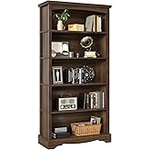 TVU 5-Tier Wooden Bookshelf, 65 Inch Tall Bookshelf with Storage, Floor Standing Modern Style Display Bookcase for Living Room, Office, Study Room, Entryway, Brown