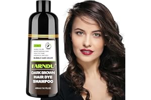 DYEING 221 BC FARNDU Dark Brown Hair Dye Shampoo for Gray Hair Coverage - 3 In 1 Natural Hair Color Shampoo for Women & Men, Champu Para Canas Mujer