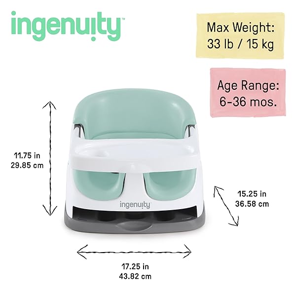 INGENUITY BABY BASE 2-IN-1 BOOSTER FEEDING AND FLOOR SEAT WITH SELF-STORING TRAY – MIST