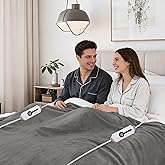 ONDAN Electric Heated Blanket 90"x100" King Size Microplush Cover Blanket, 4 Heat Settings & 10 Hours Auto Off, Cozy & Warm for All Night, Machine Washable, Light Grey