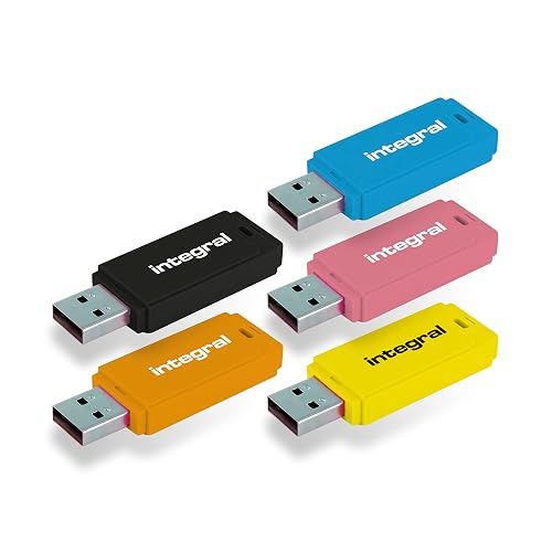 Integral 32GB Neon USB 2.0 Flash Drive 5-Pack (Black/Pink/Yellow/Orange/Blue)