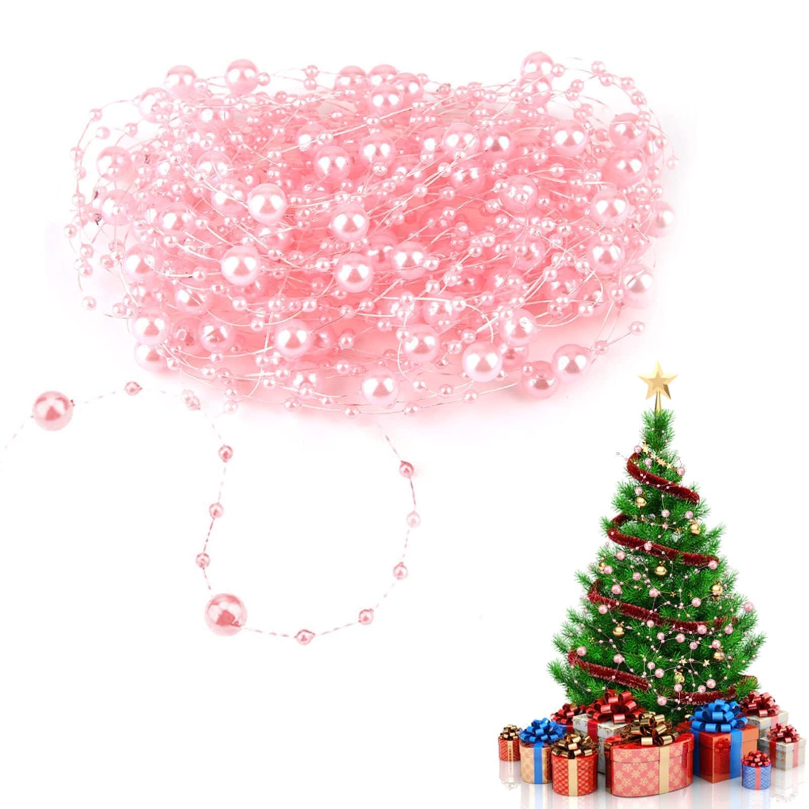 HERCHR 10m 10m Pearl Garland Necklace Chain Bead Wire Beaded Artificial Beads for Hair Decoration Table Wedding Christmas Tree