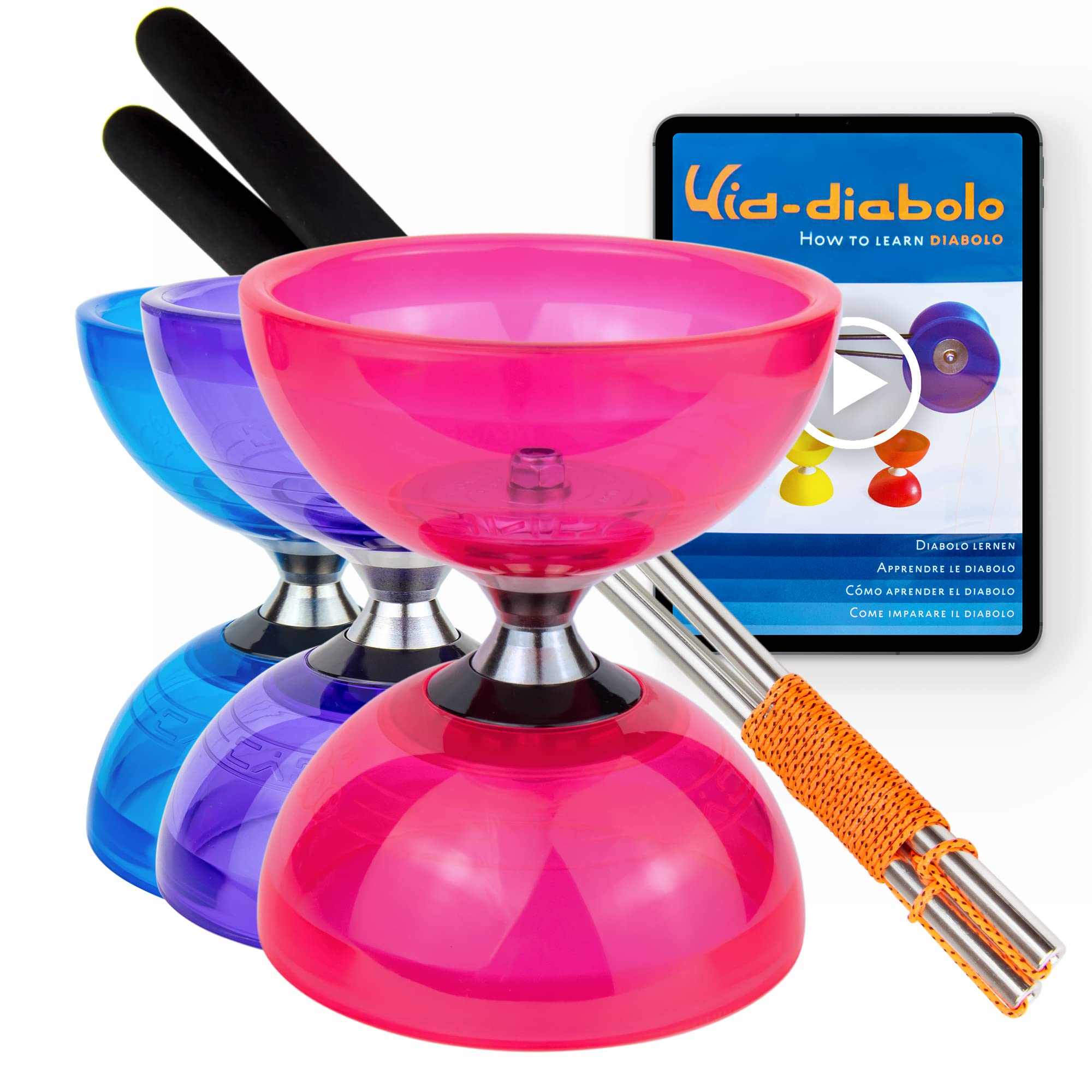 Juggle Dream Cyclone Quartz Diabolo Set - Bearing Axle Professional Diabolo with Aluminium Handsticks - Kid Toy