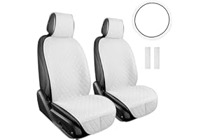 ENOGE Linen Car Seat Covers Front Seat Covers Breathable Cloth Fabric Car Seat Protector Universal Fit Most Automotive, Van, SUV, Trucks (White, 2 Front Set)