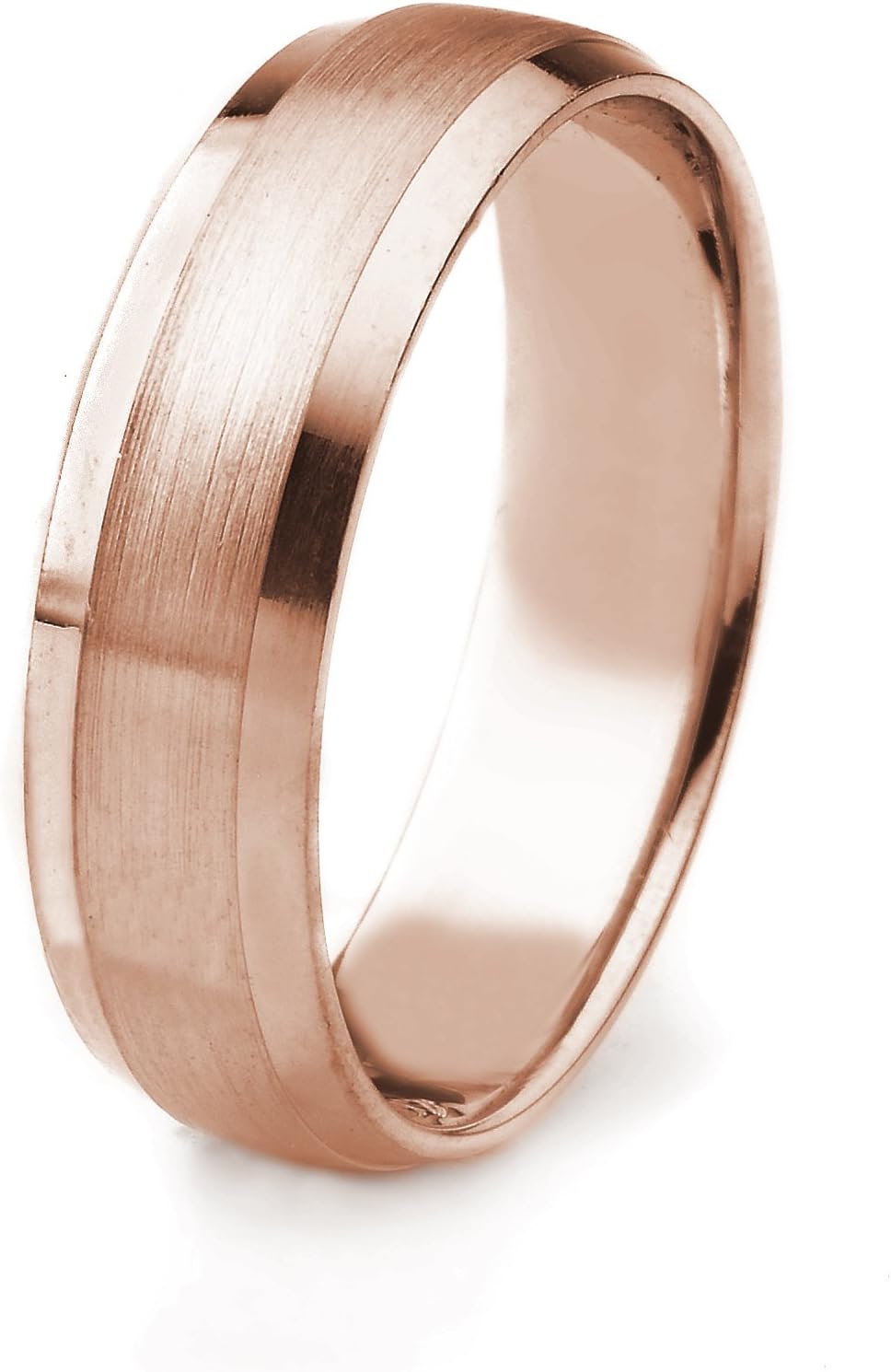 AFFINE Jewelry 10k Gold Men's Wedding Band with Satin Finish and Polished Beveled Edges Edges (6mm)