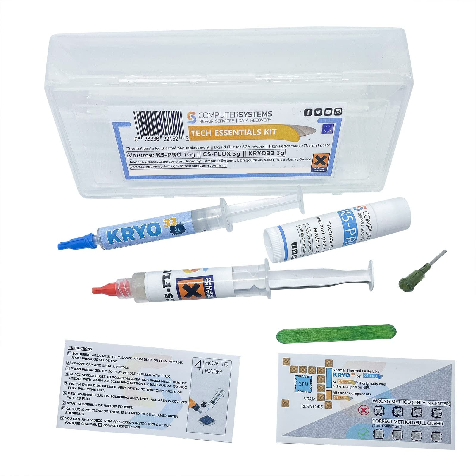 Tech Essentials KIT K5 PRO KRYO33 3g, CS-Flux 5g, K5 PRO 10g Compatible with Apple iMac, Asus ROG, Acer Nitro, MSI laptops, RTX 3080, PS4, Nintendo Switch, XBOX