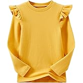 Csbks Toddler Baby Girl Soft Thick Crewneck Ruffle Tops Infant Girls Cotton Long Sleeve T-Shirt