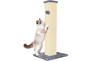 YULOYI Cat Scratching Post 32 Inch for Indoor Large Cats and Kitten, Nature Sisal Tall Cat Scratch Post, Sisal Cat Scratcher Improve Cat's Scratching Habits and Protect Your Furniture, Grey