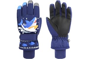 QKURT Kids Ski Gloves, Waterproof Winter Snow Gloves Windproof Snowboard Ski Mittens Outdoor Sports Children's Mittens for 2-