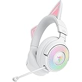 Razer Kraken Kitty V3 Pro Wireless RGB Gaming Headset, White | Chroma RGB Kitty Ears, 2.4 GHz, Bluetooth 5.3, USB A, Super Wi