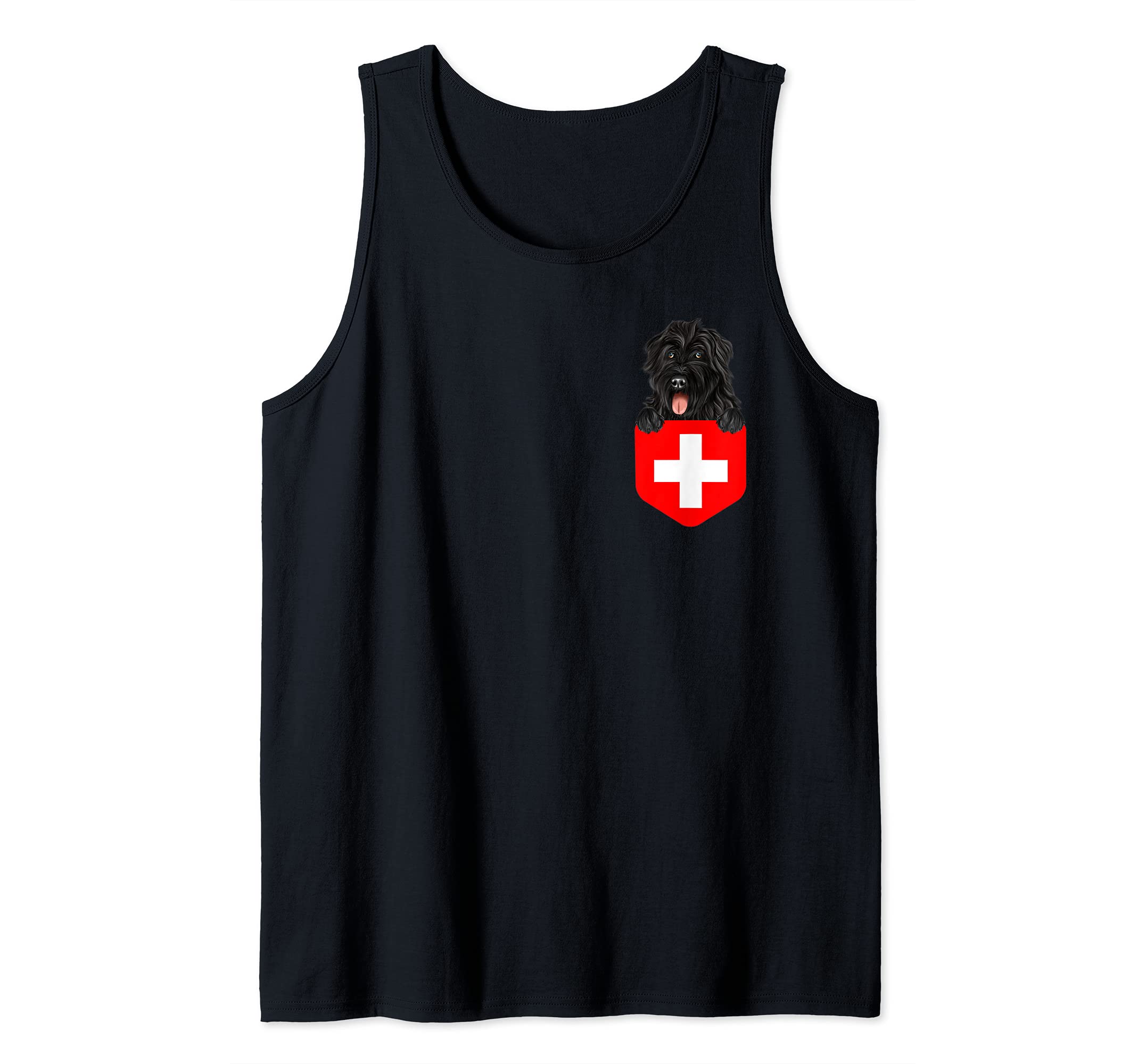 Switzerland Flag Bouvier des Flandres Dog In Pocket Tank Top