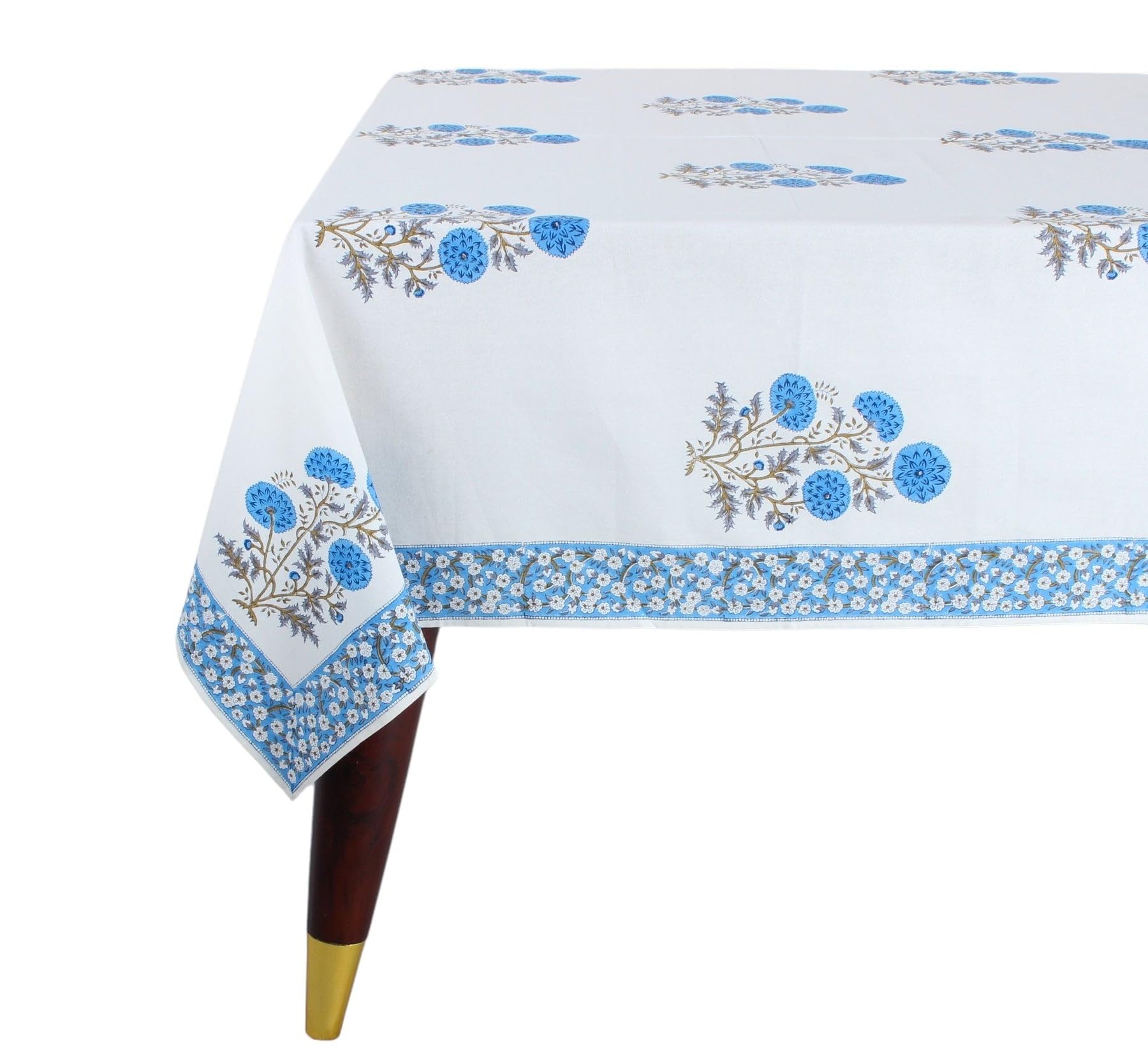 Ridhi -Lapis Blue Cotton Tablecloth, Handblock