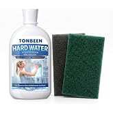 TONBEEN Hard Water Stain Remover Paste with Polishing Pads 500ml, 16.9fl oz | Calcium &amp; Limescale Cleaner for Shower Glass, Shower Doors &amp; Tiles, Includes 800 &amp; 2000 Grit Pads