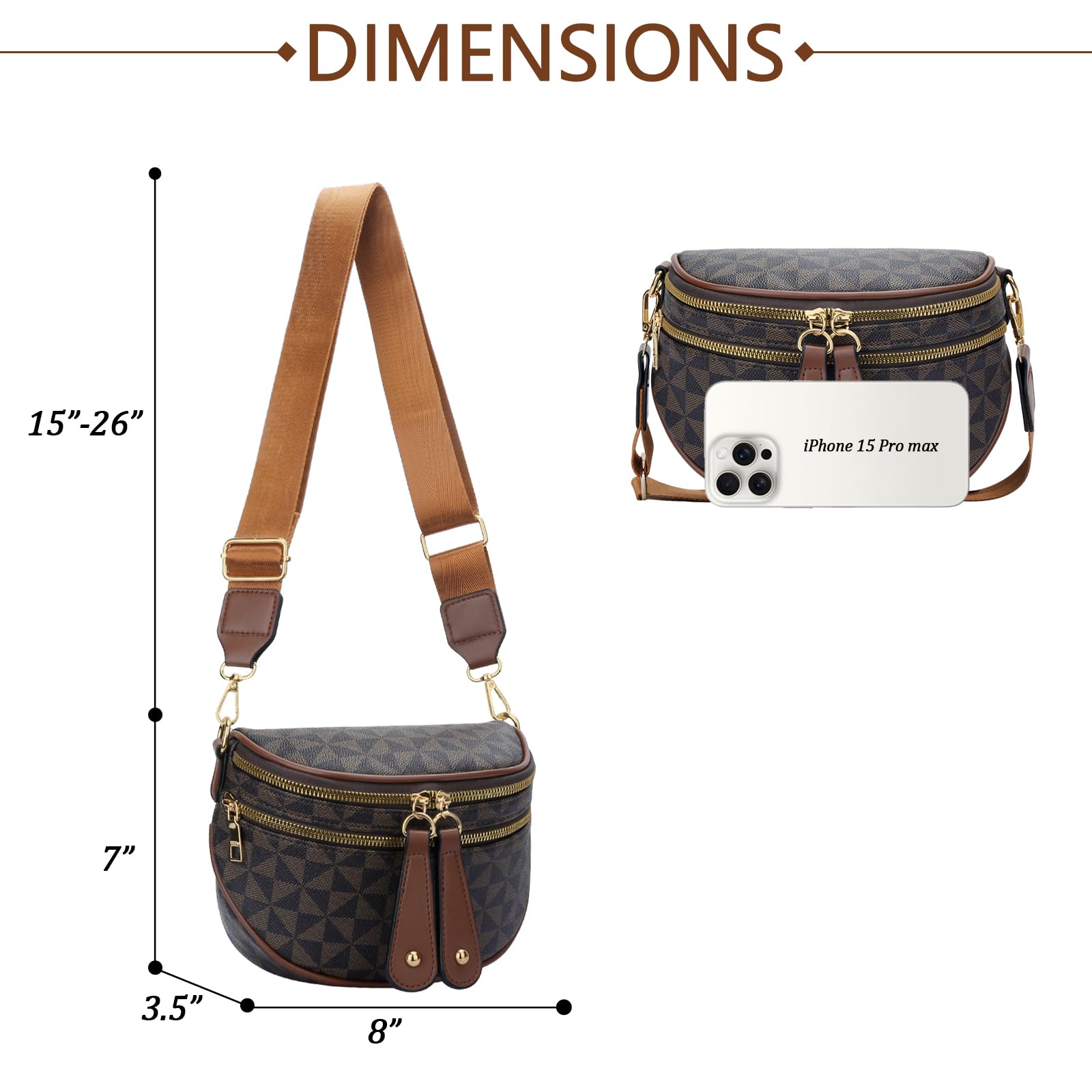 KKXIU Crossbody Sling Bag for Women Trendy Fanny Pack Vegan Leather Chest Bag