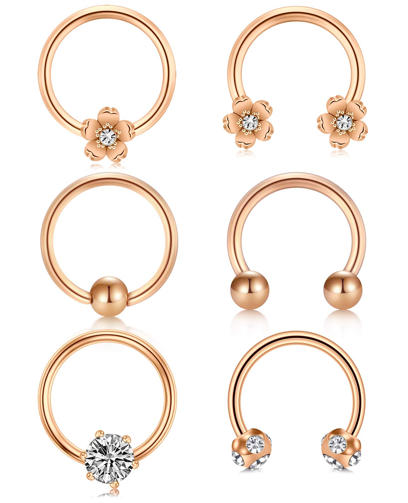 incaton Cartilage Hoop 16G Tragus Earrings Stainless Steel Horseshoe Barbell Captive Bead Rings Hoop Daith Septum Lip Piercing Jewelry