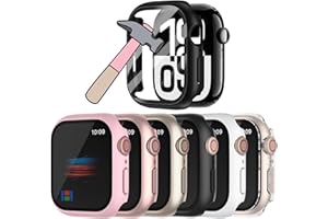 HANKN 6 Pack Hard Case for Apple Watch Series 10 11 46mm Tempered Glass Screen Protector Case, Full Protective Cover Ultra-th
