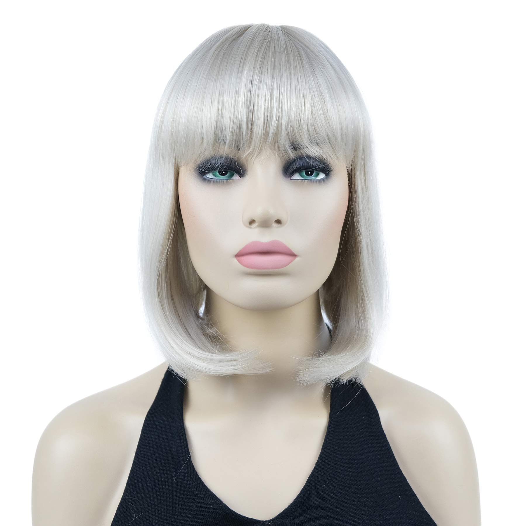 Lydell 10" Short Straight Bob Hair Wigs with Bangs Synthetic Hair Cute Wigs (AB102)