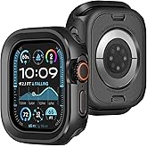 ZZDZZ Metal Case Compatible with Apple Watch Case Ultra 3/2/1 49mm, 2 in 1 Rugged Protective Silicone Bumper Cover Compatible with iWatch Ultra 49mm (Black)
