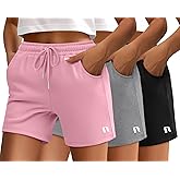 Neer 3 Pack Women's Sweat Shorts, Drawstring Running Short with Pockets, Summer Athletic Casual Walking Gym Lounge Short
