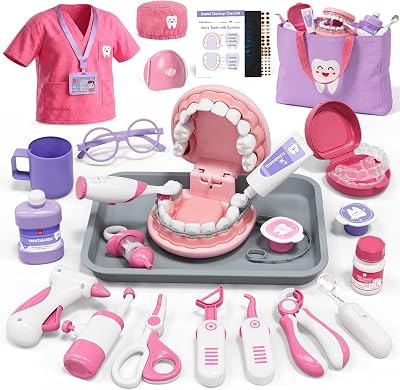 Lehoo Castle Doctors Set for Kids Pink Dentist Toys Role Play 3+ Years