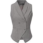 Ellunis Suit Vests for Women Button Up Christmas Business Casual Dressy Double Breasted Waistcoat Vest Tops with Pockets