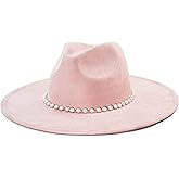 FLUFFY SENSE. Big Wide Brim Fedora Hat for Women - Nashville Outfits Western Hats Women's Felt Panama Rancher Hat