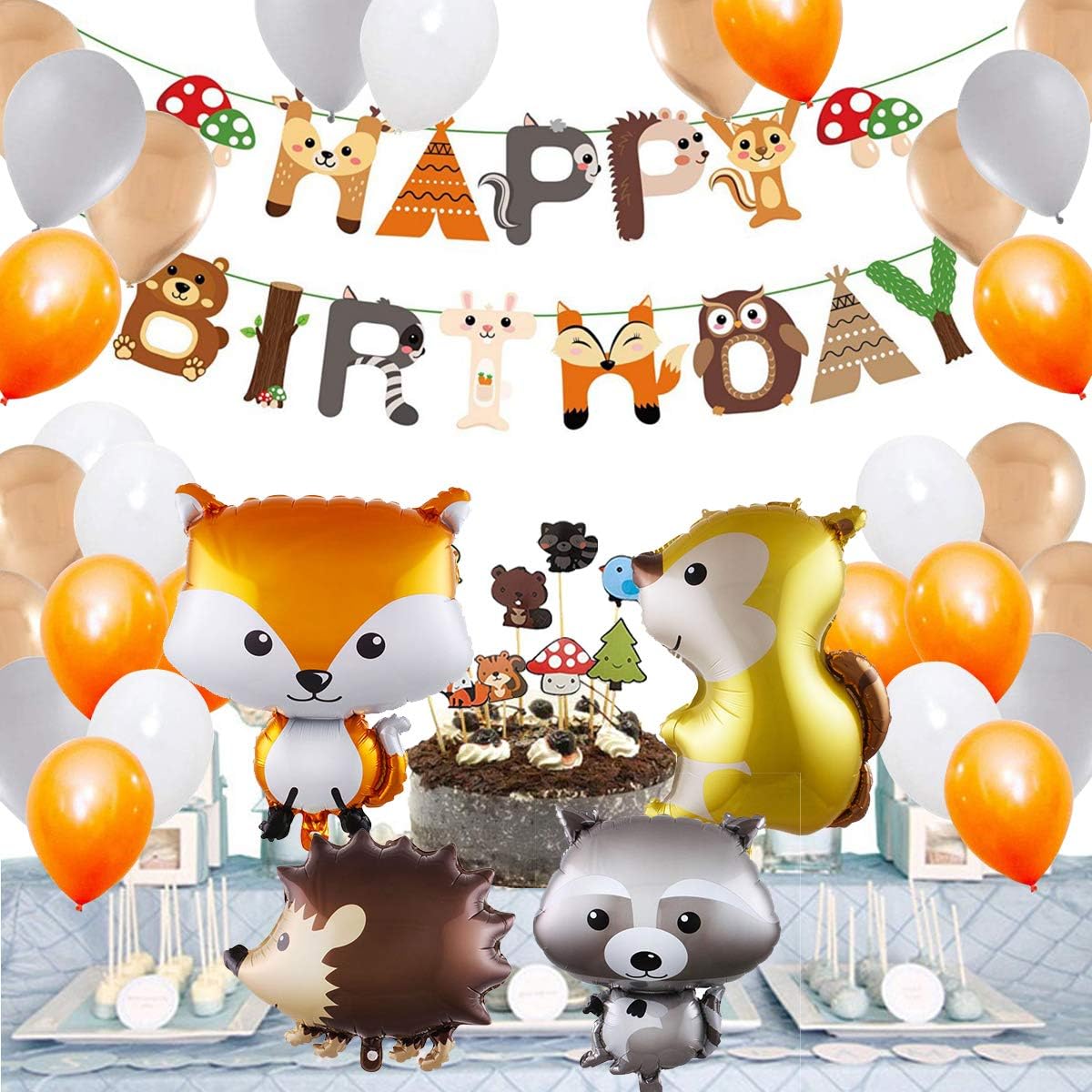 Makfort Animaux Anniversaire Decoration Enfant Woodland Joyeux Anniversaire Banniere Ballon En Latex Avec Feuille Animal Ballon Pour Garcon Fille Fournitures De Loisirs Creatifs Loisirs Creatifs Dwteam In