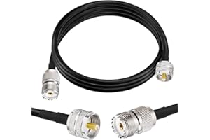 Superbat PL-259 UHF CB Coax Cable 10ft CB Antenna Cable RG8X Coaxial Cable PL259 to SO239 Jumper for Marine VHF Ham Radio Antenna Shack Duplexer Tuner Dummy Load SWR Meter etc.