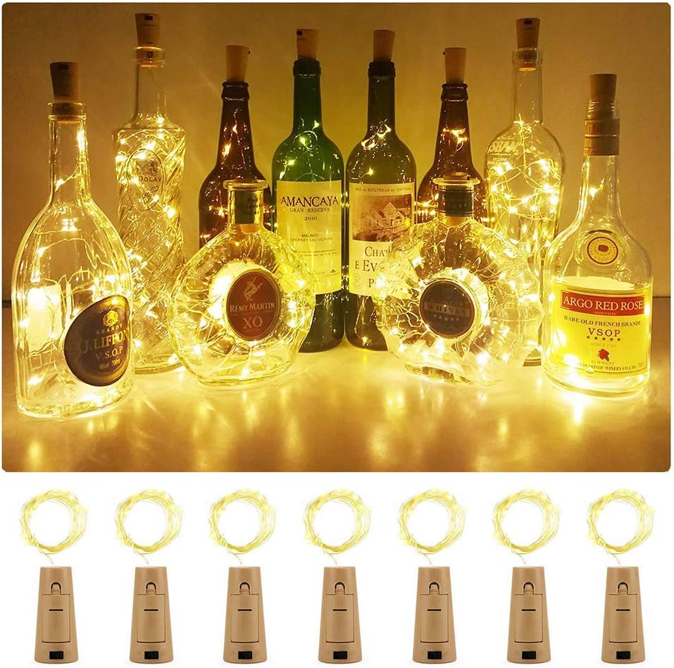 Cork Bottle Lights,Led Bottle Lights for Wine Bottles Copper Wire Battery Operated Gin Bottle Lighta for DIY, Party, Decor, Christmas, Halloween,Wedding, 2X2, Grey