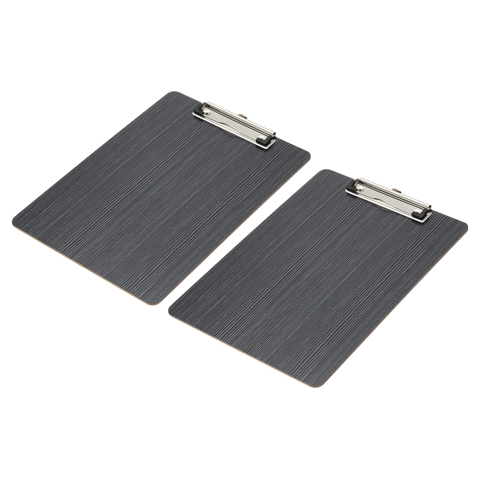 PATIKIL Wooden Clipboard for 8.5 x 11 Inch Paper, 2 Pcs Standard A4 Letter Size Clip Boards Hardboard with Low Profile Clip for Office Classroom, Black Wood Texture