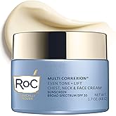 RoC Multi Correxion 5 in 1 Chest Neck Face Moisturizer Face Cream with SPF 30 for Visible Wrinkle and Neck Firming and Tightening, Oil Free Skin Care, 1.7 oz (Packaging May Vary)