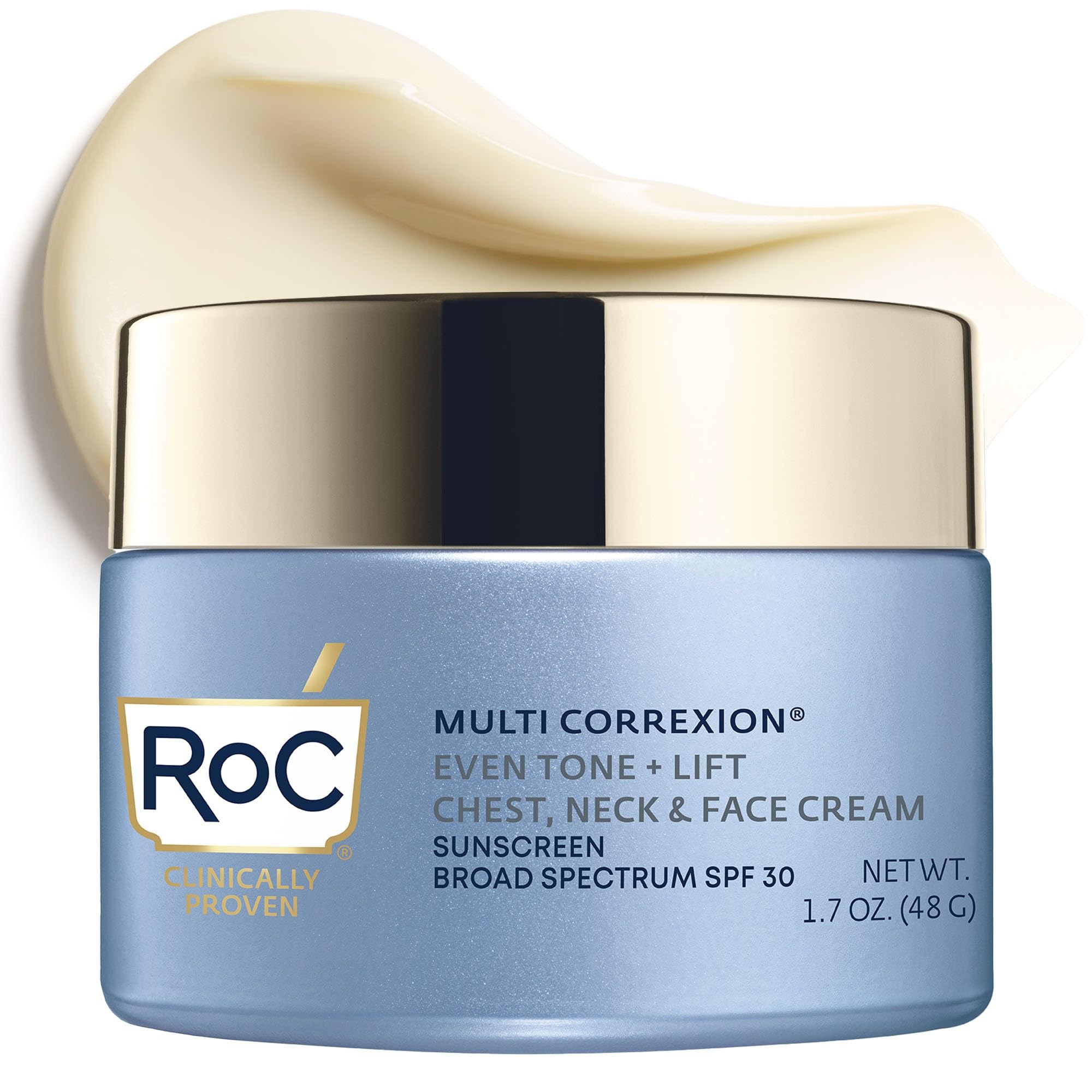 Photo 1 of *10/2028* RoC Multi Correxion 5 in 1 Chest Neck Face Moisturizer Face Cream with SPF 30 for Visible Wrinkle and Neck Firming and Tightening, Oil Free Skin Care, 1.7 oz (Packaging May Vary)