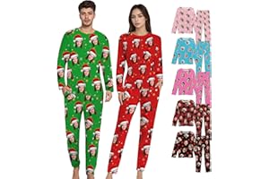Custom Pajama Sets Personalized Face Pajamas for Men Women Customized Sleepwear with Pet Photo Christmas Couple Gift