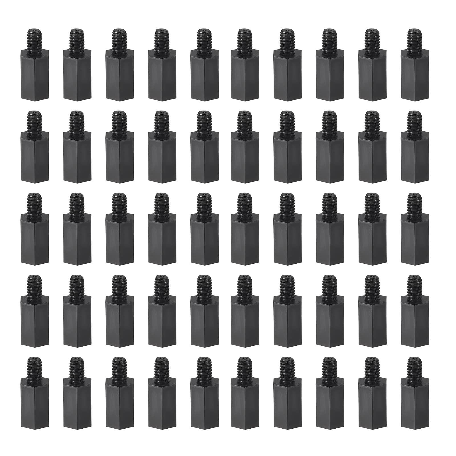 YOKIVE 75 Pcs M4 Standoff Screws, Nylon Hex PCB Standoffs with High Insulation Effect, Keep Height Consistent, Great for Motherboard (Black, 10mm+6mm)
