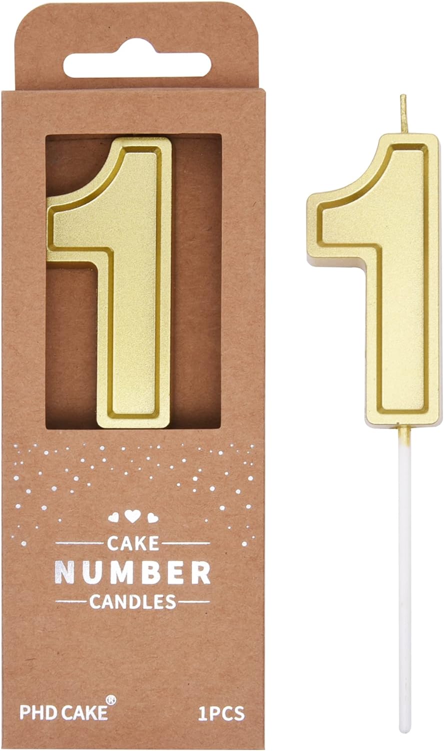 Candles & Holders - PHD CAKE 2.76 Inch Luxe Gold 1 Number Birthday Candles, Gold Number Candles, Cake Number Candles, Party Celebration
