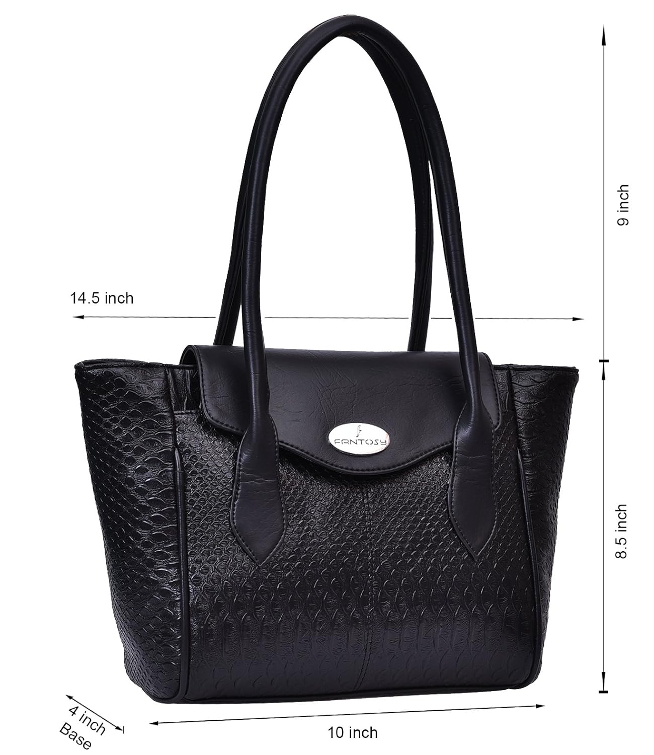 fantosy black leather design women shoulder bag (fnb-758) (black)