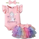 Mioglrie Baby Girl Clothes 1st Birthday Girl Outfit Romper Tutu Skirt Set 3 6 12 18 Months Half Birthday Girl Outfit