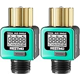 [2 Pack] RESTMO Heavy Duty Water Flow Meter, Pure Brass Inlet | Metal Thread | 4 Measure Modes | Display Gallon/Liter Usage a