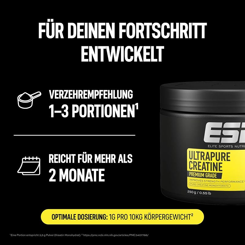 Ultrapure Creatine Monohydrate - geschmacksneutral und vegan - 250 g