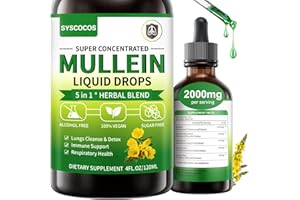 4 FL Oz Mullein Drops for Lungs - Organic Mullein Leaf Extract Drops - Mullein Leaf Liquid Sup-plement