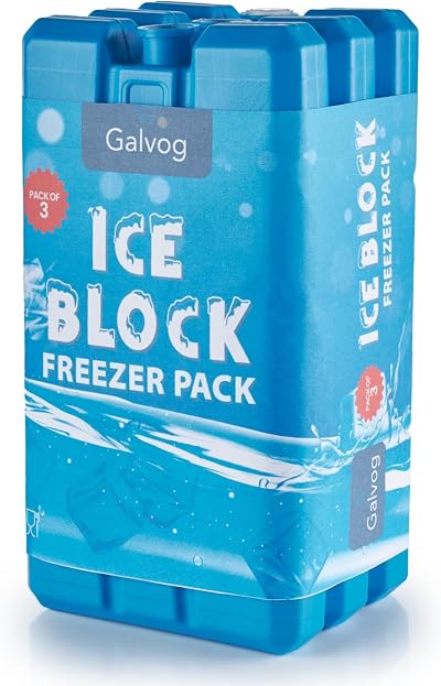 Galvog 200ml Ice Packs Freezer Blocks for Cool Boxes Lunch Bags 3pc