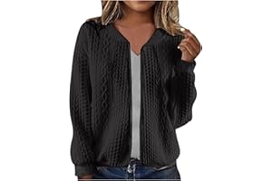 LEHOZIHEQ Women's Oversized Zip Up Hoodies Sweatshirts Cable Knit Sweater Fall Outfits Casual Drawstring Jackets with Pockets